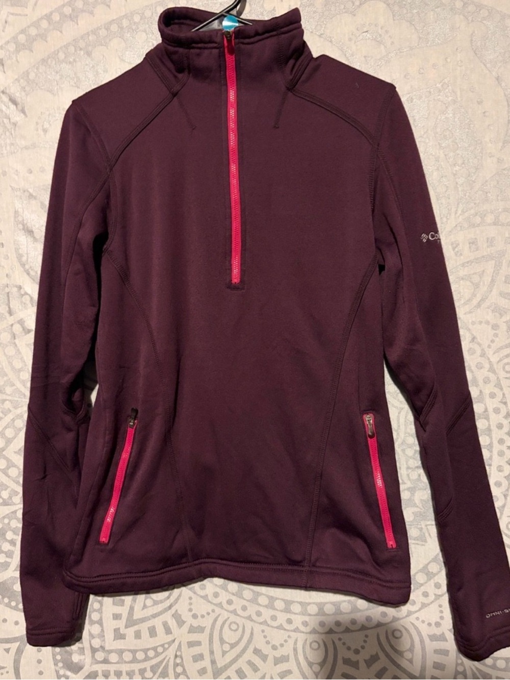 ✨ Columbia Titanium Fleece Pullover Half Zip Plum Pink Trim | Large 🧥
